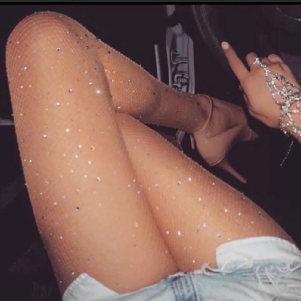 Rhinestone fishnet stockings